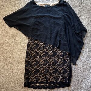 Connected Apparel Elegant Black and Tan Dress